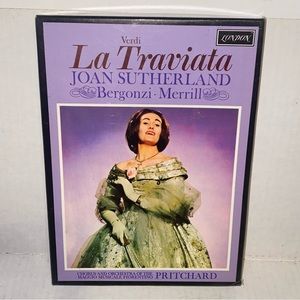 Verdi La Traviata Box Set 2 Cassettes with Libretto Joan Sutherland, Bergonzi